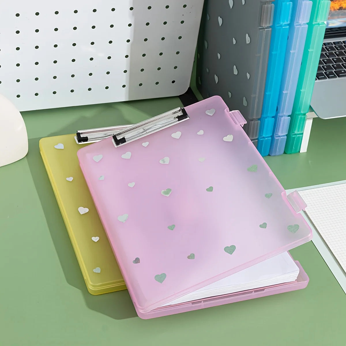 2-in-1 A4 File Box Folder, Large Capacity Plastic PP Document Holder with Pen Slot,Office Storage Organizer for Papers and Exams